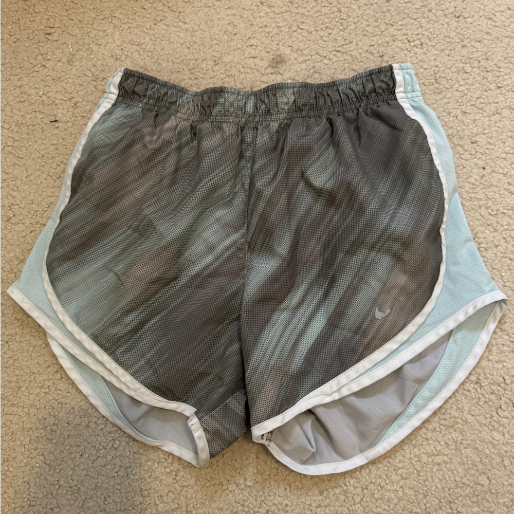 Nike Women's Gray and Blue Athletic Shorts